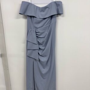 Xscape Light Blue Off-Shoulder Gown for Wedding Guest